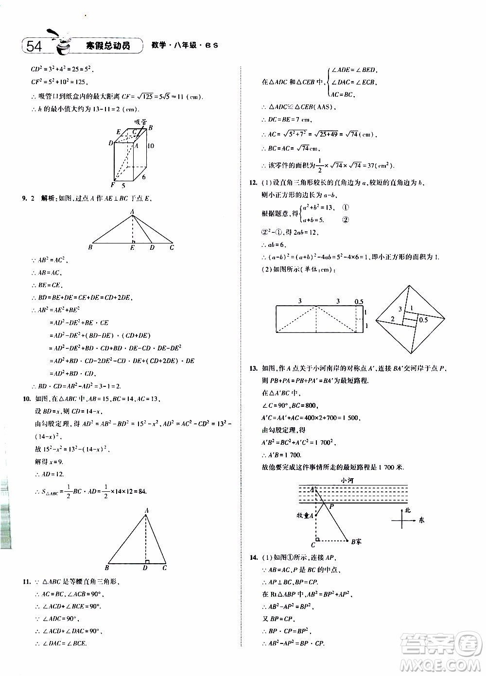 經(jīng)綸學(xué)典2020年寒假總動(dòng)員數(shù)學(xué)八年級(jí)BS北師版參考答案