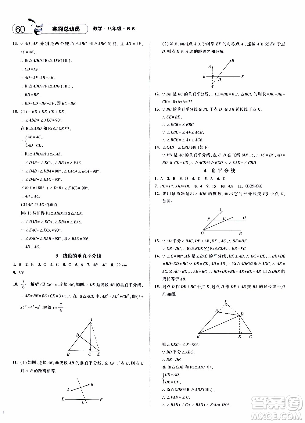 經(jīng)綸學(xué)典2020年寒假總動(dòng)員數(shù)學(xué)八年級(jí)BS北師版參考答案