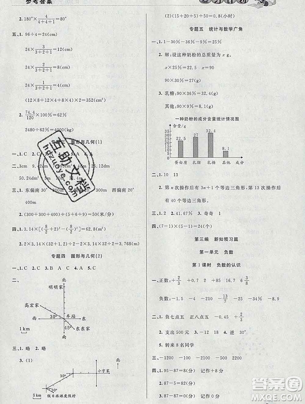 2020年品至教育假期復(fù)習(xí)計(jì)劃寒假銜接六年級(jí)數(shù)學(xué)人教版答案