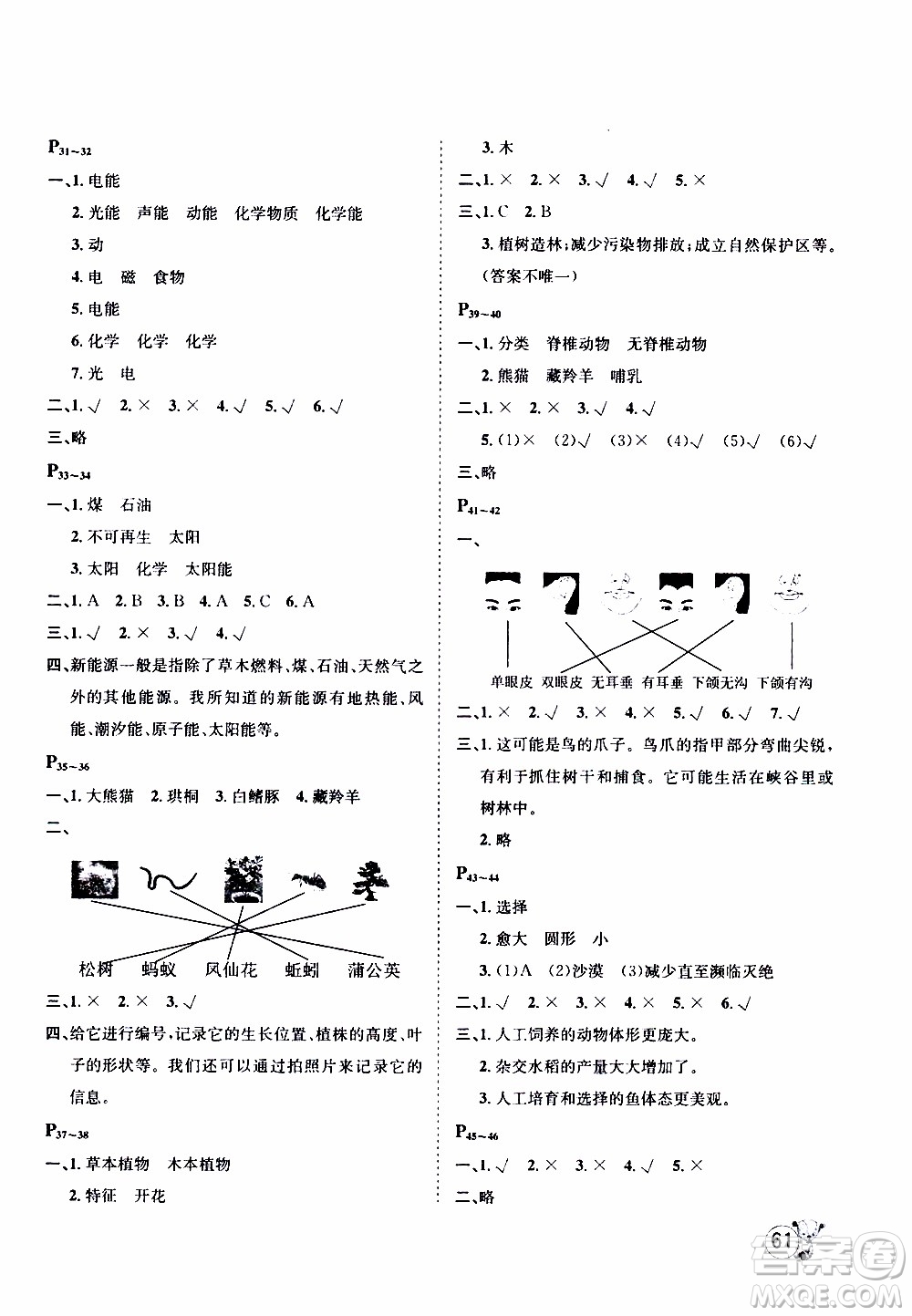 桂壯紅皮書2020年寒假天地科學(xué)六年級教科版參考答案