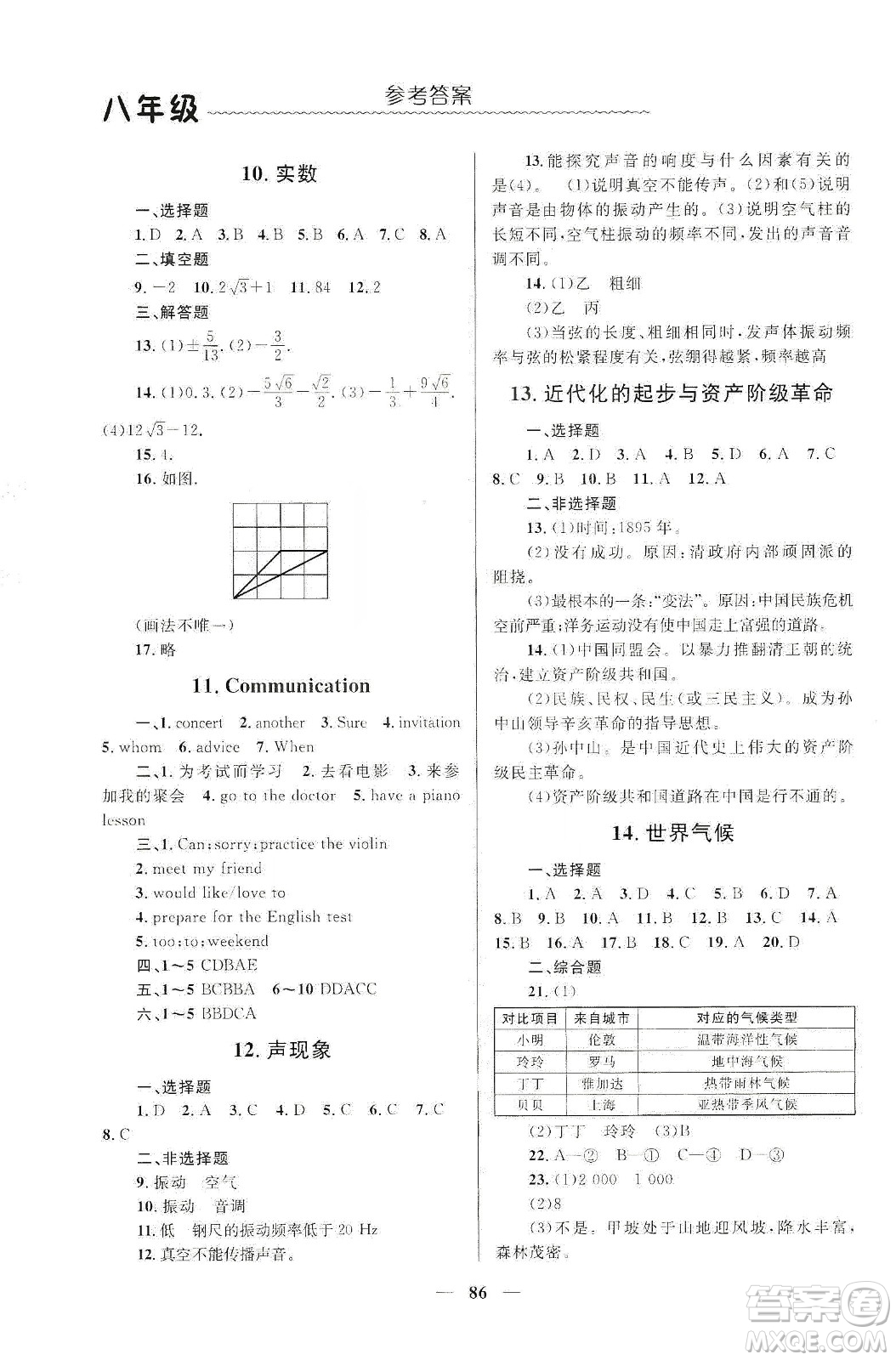 北京師范大學(xué)出版社2020寒假生活八年級合訂本答案