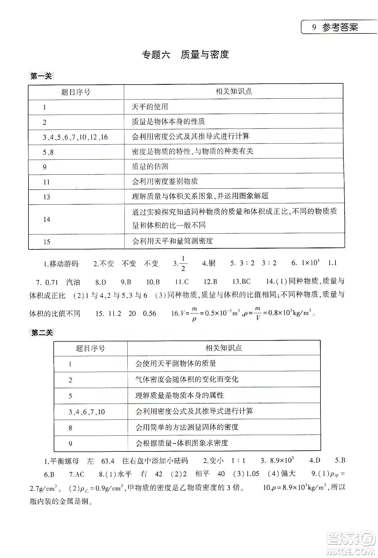 大象出版社2020物理寒假作業(yè)本八年級通用版答案