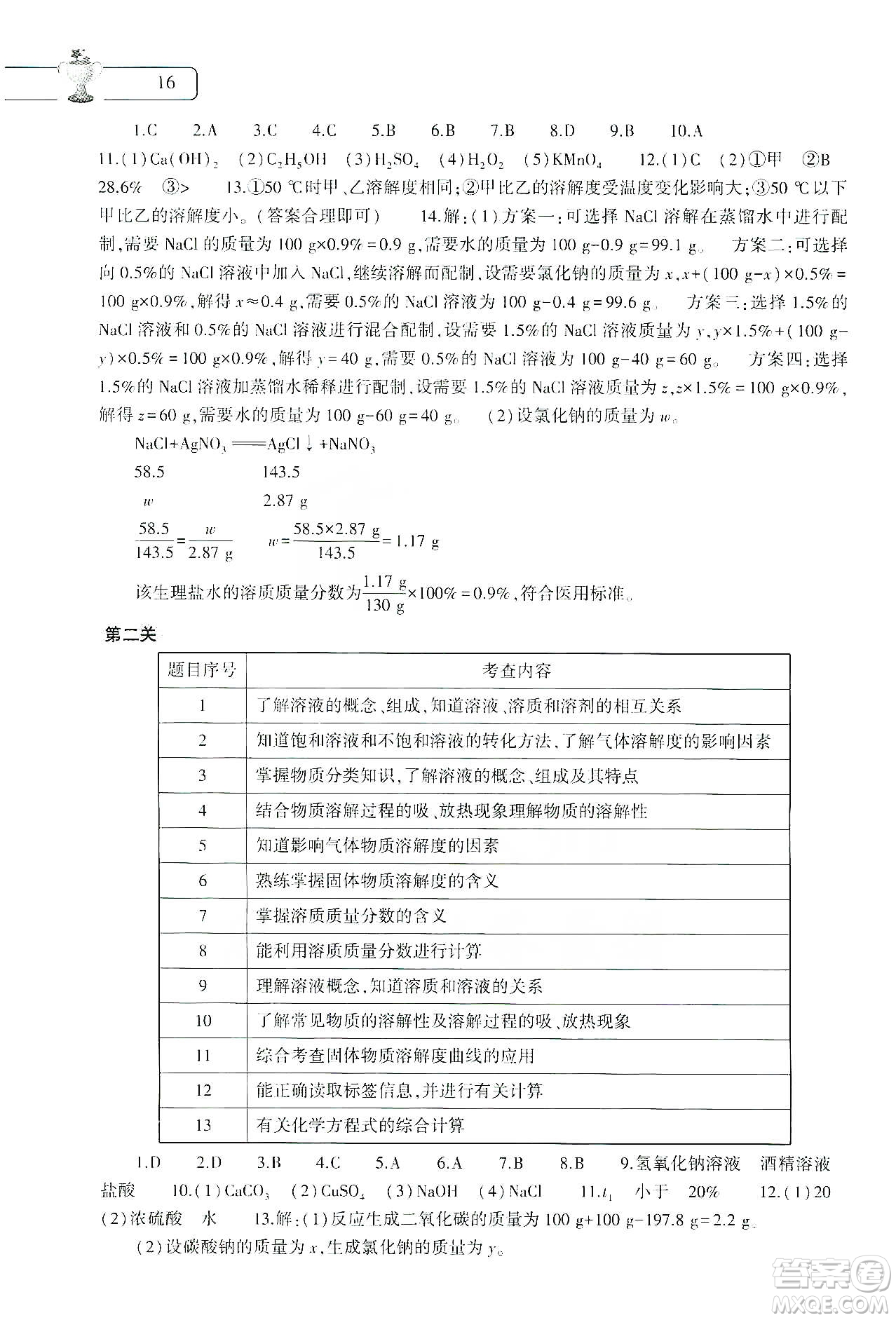 大象出版社2020化學(xué)寒假作業(yè)本九年級通用版答案