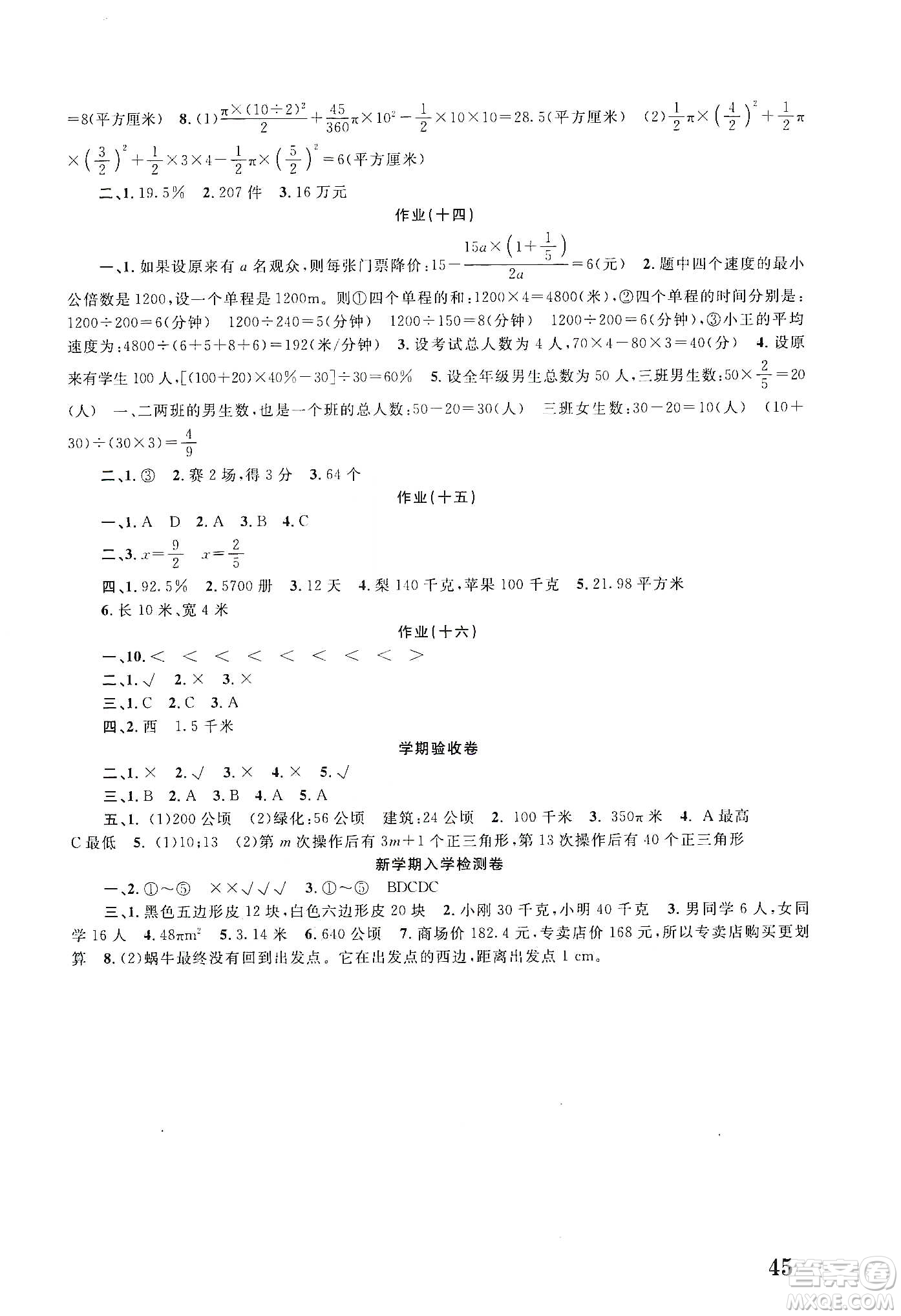 南京大學出版社2020學而優(yōu)寒假作業(yè)本培優(yōu)銜接六年級數(shù)學答案