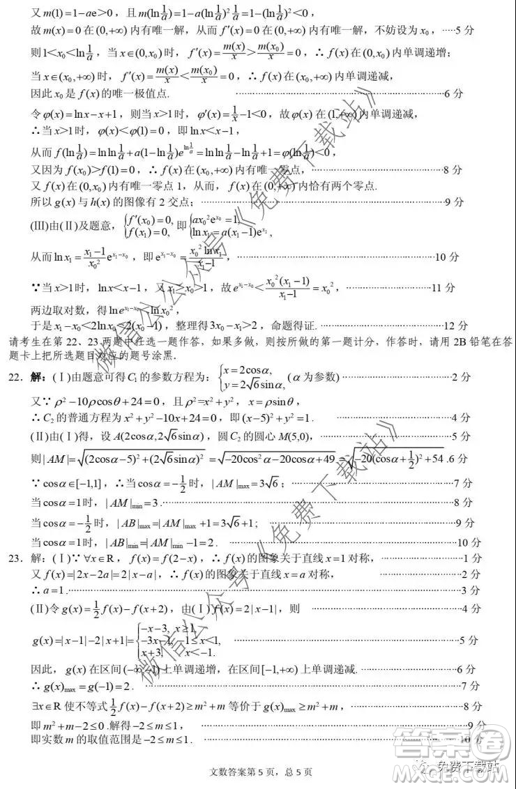 2020年茂名市高三級(jí)第一次綜合測(cè)試文科數(shù)學(xué)試題及答案