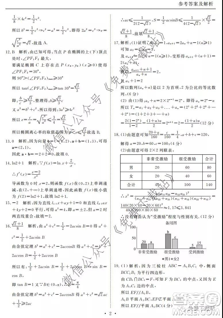 博雅聞道2019-2020年度第一次高中聯(lián)合質(zhì)量測評(píng)文數(shù)試題及答案