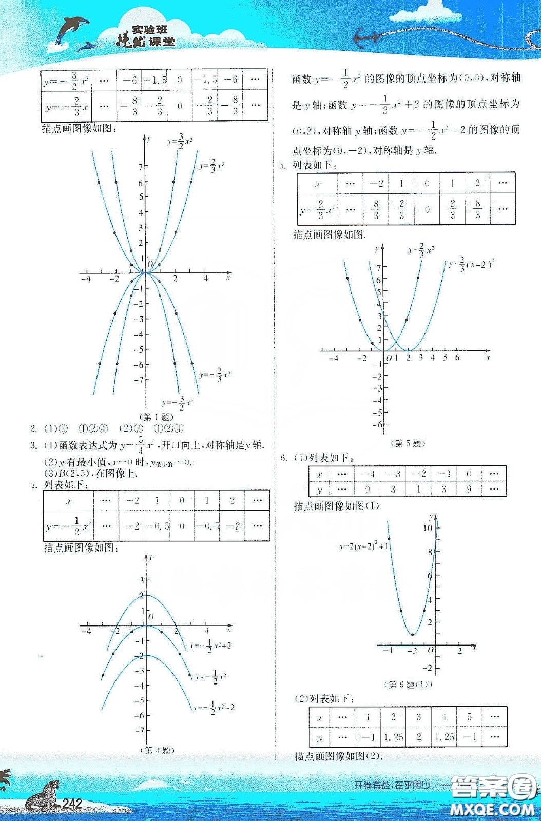 江蘇鳳凰科學(xué)出版社2020義務(wù)教育教科書(shū)九年級(jí)數(shù)學(xué)下冊(cè)蘇科版教材習(xí)題答案