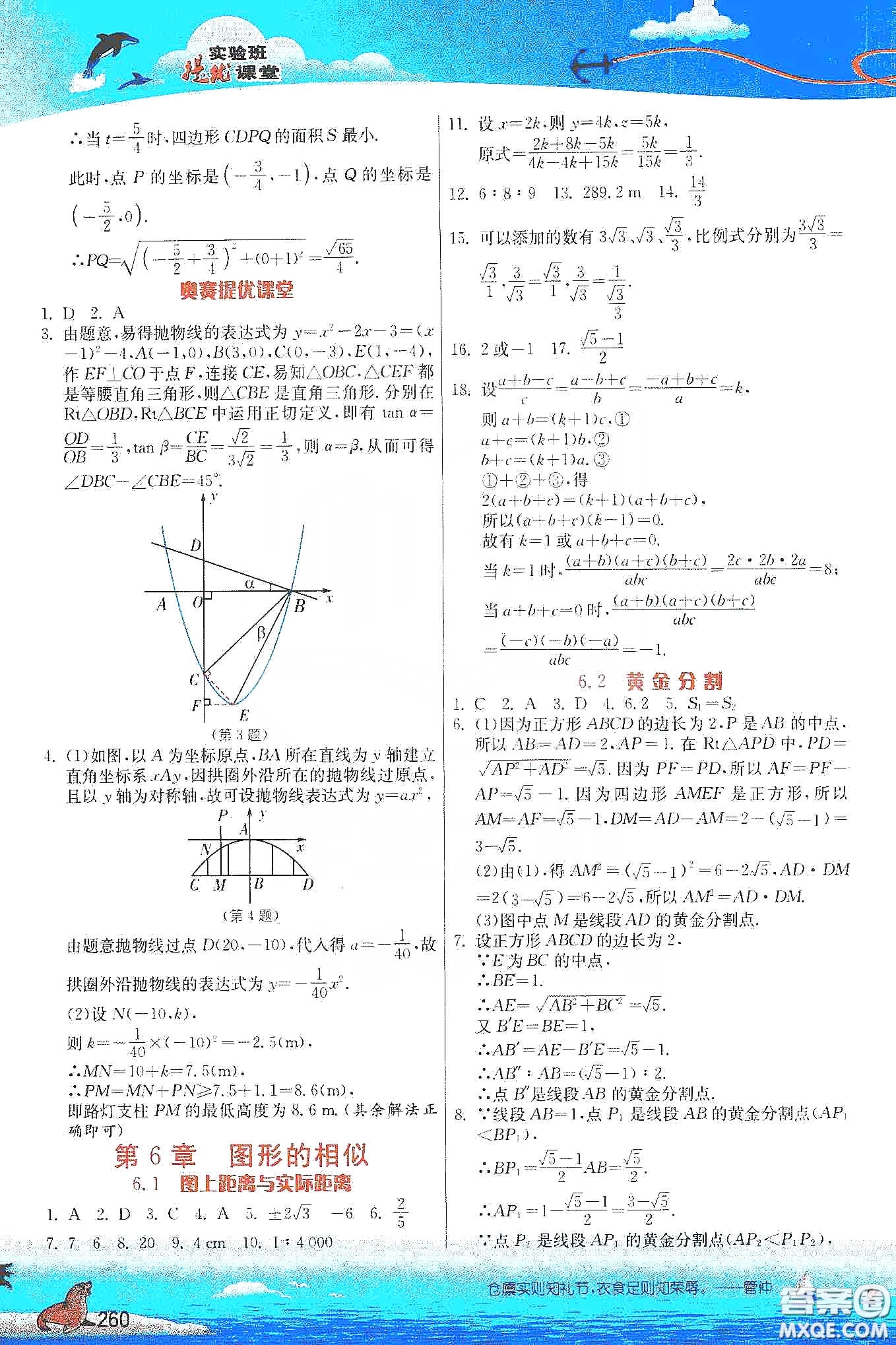 江蘇人民出版社2020實(shí)驗(yàn)班提優(yōu)課堂九年級(jí)數(shù)學(xué)下冊(cè)江蘇科教版答案