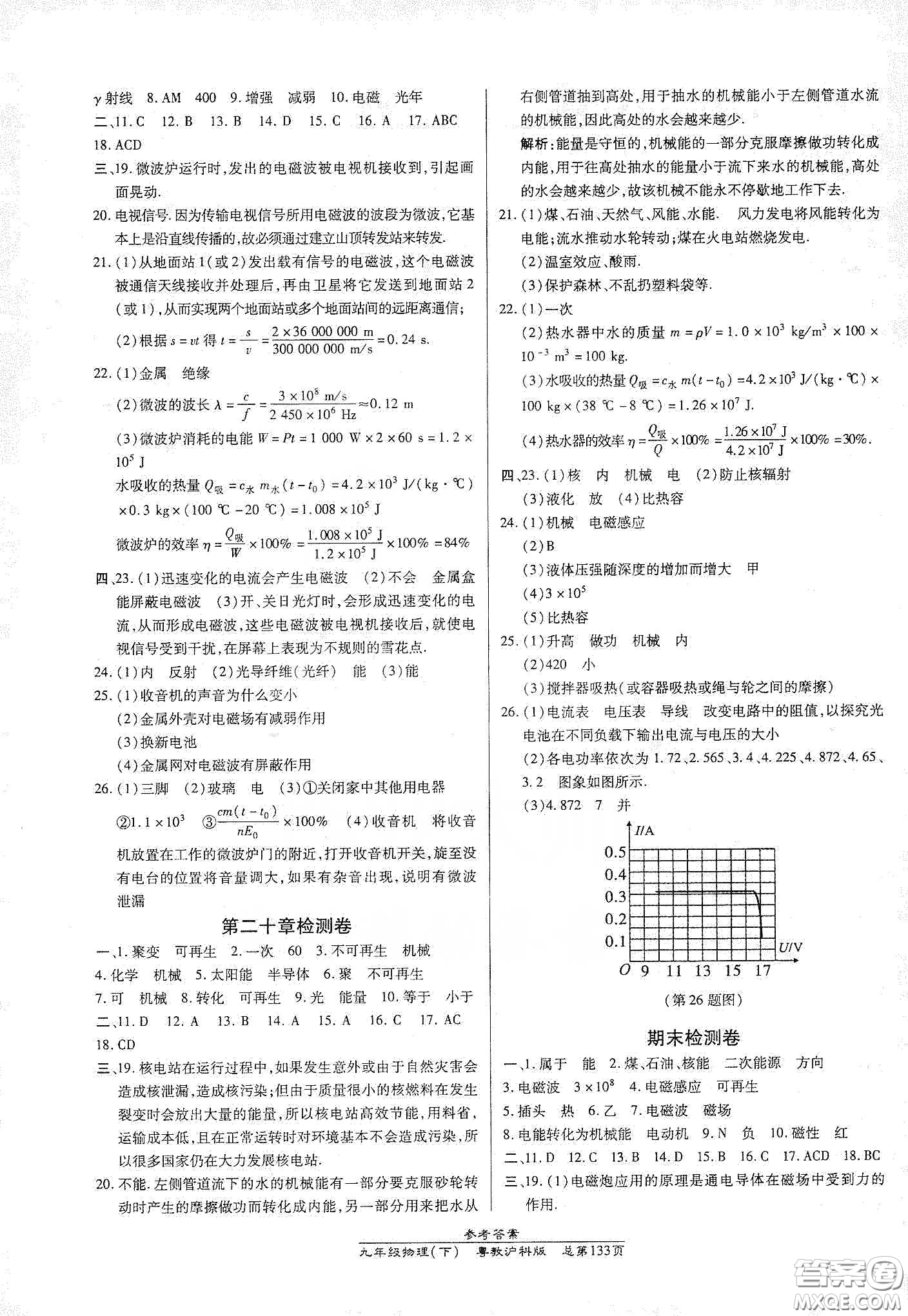 匯文圖書(shū)2020卓越課堂九年級(jí)物理下冊(cè)人教版答案