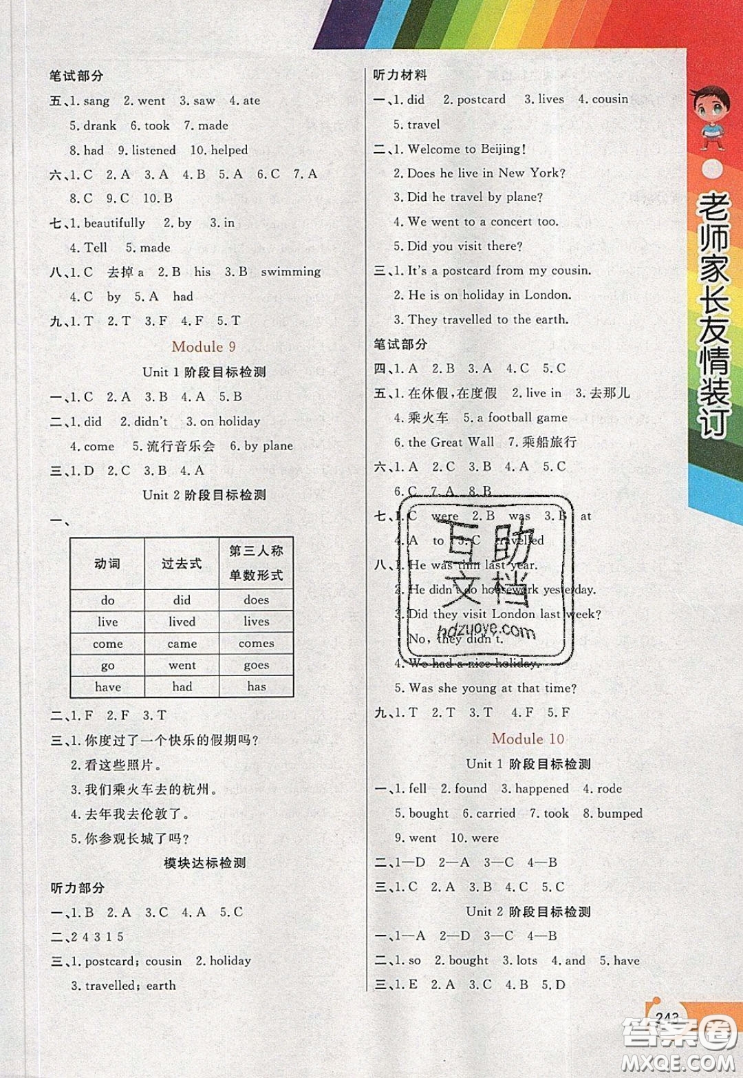 萬(wàn)向思維2020年倍速學(xué)習(xí)法教材導(dǎo)學(xué)練四年級(jí)英語(yǔ)下外研版參考答案