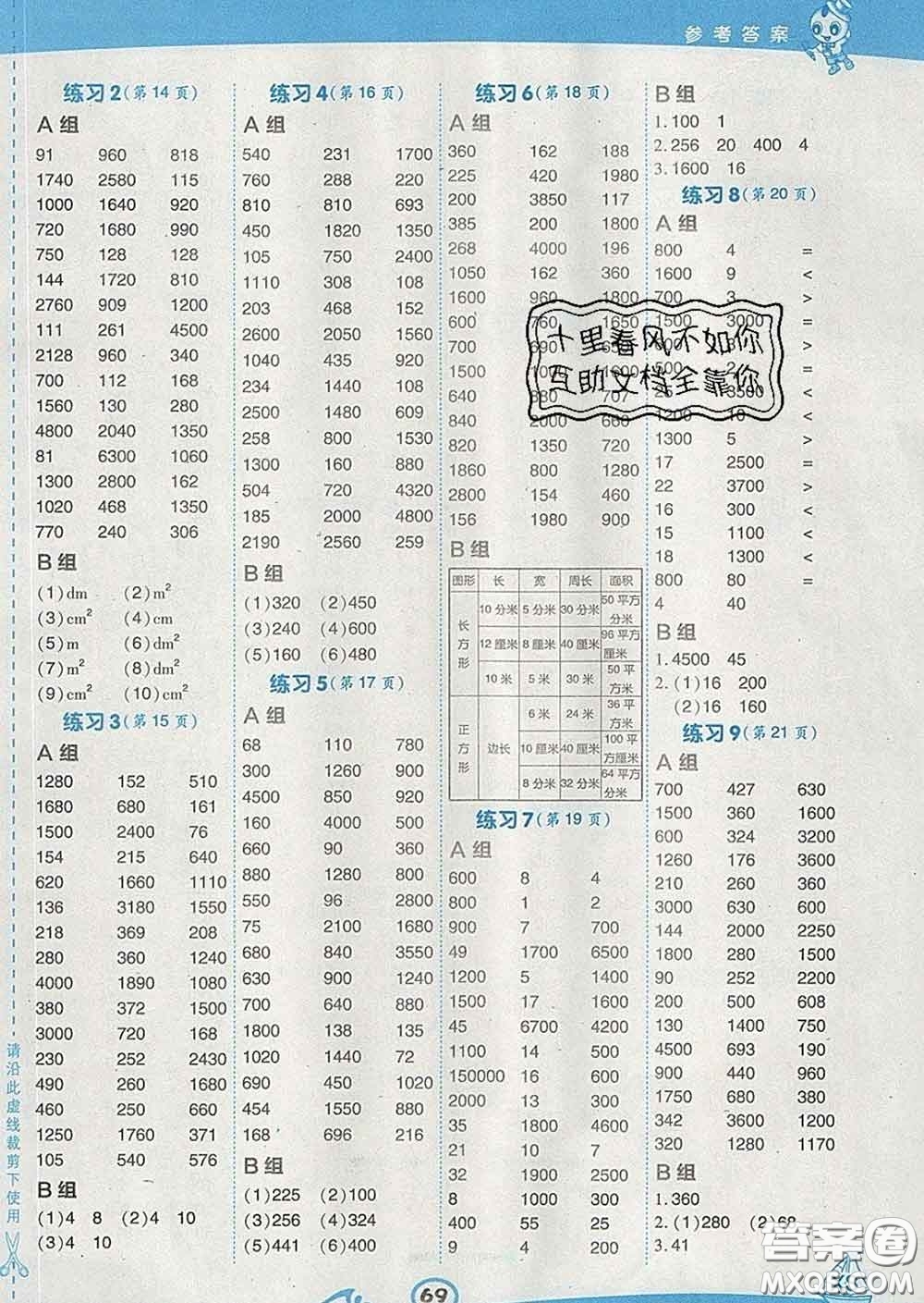 安徽教育出版社2020年星級口算天天練三年級數(shù)學下冊西師版答案