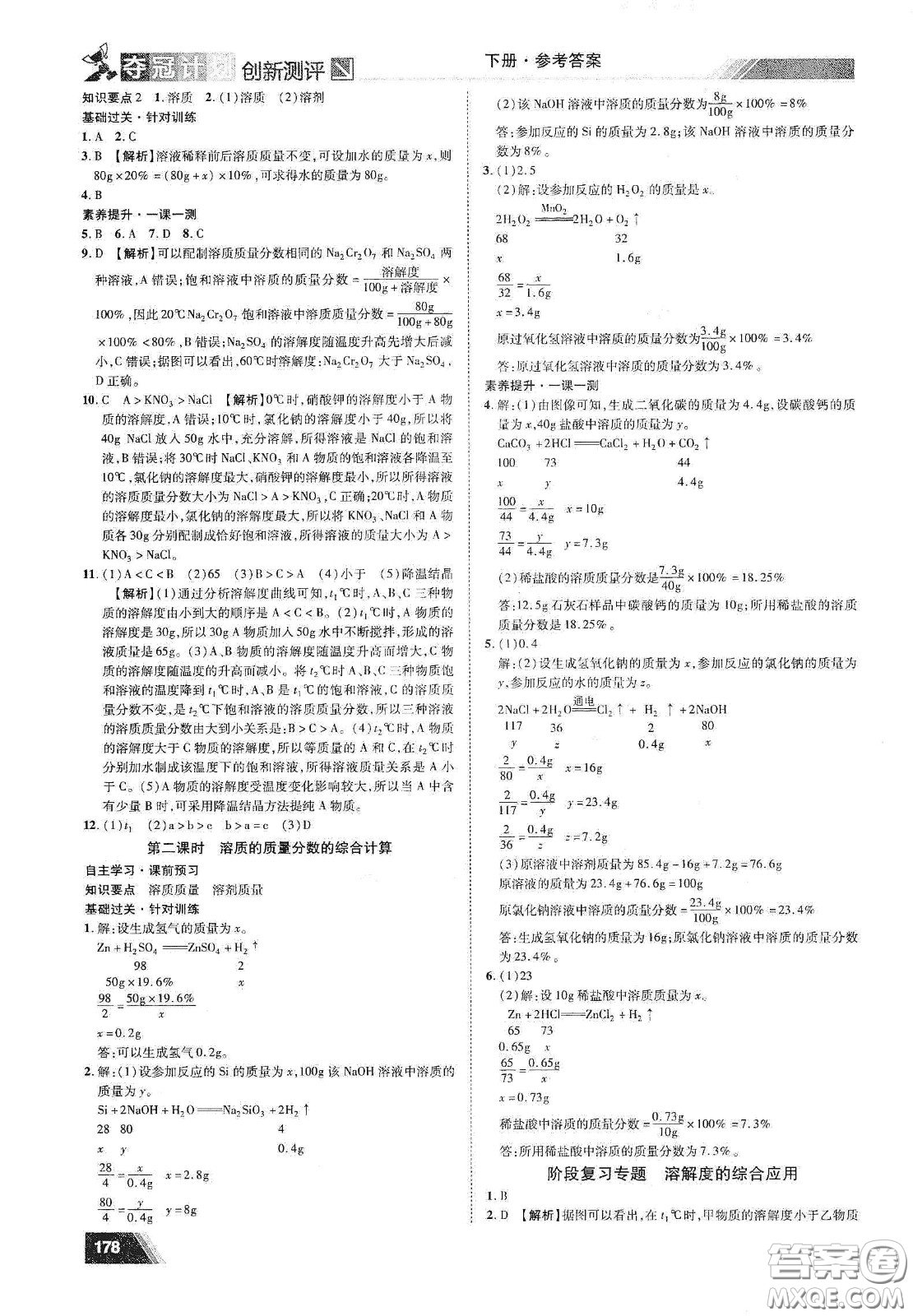 2020奪冠計(jì)劃初中創(chuàng)新測(cè)評(píng)九年級(jí)化學(xué)下冊(cè)人教版江西專版答案