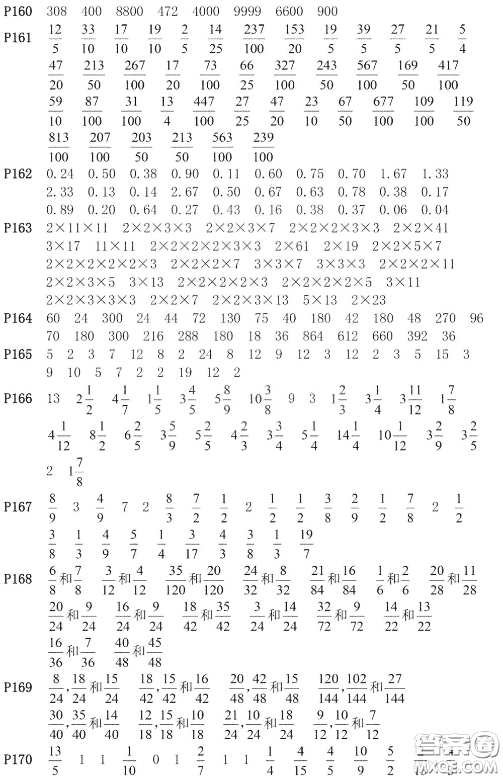 河海大學(xué)出版社2020年瘋狂口算小學(xué)數(shù)學(xué)口算題卡6年級參考答案