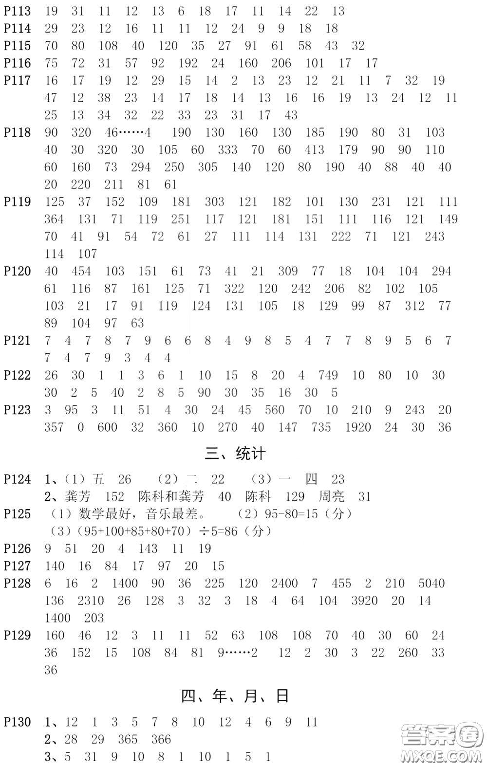 河海大學(xué)出版社2020年瘋狂口算小學(xué)數(shù)學(xué)口算題卡3年級參考答案