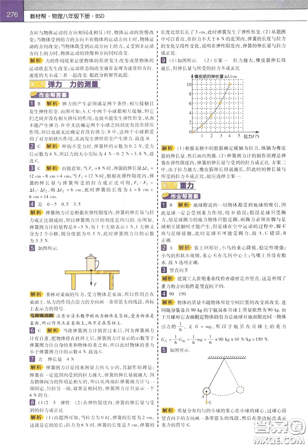 2020年教材幫初中物理八年級下冊BSD北師大版參考答案