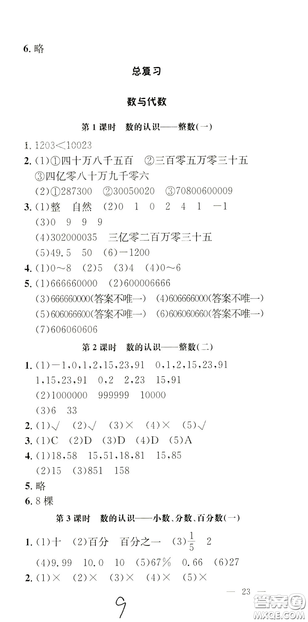 鐘書金牌2020年非常1+1一課一練六年級下冊數(shù)學(xué)BS版北師大版參考答案