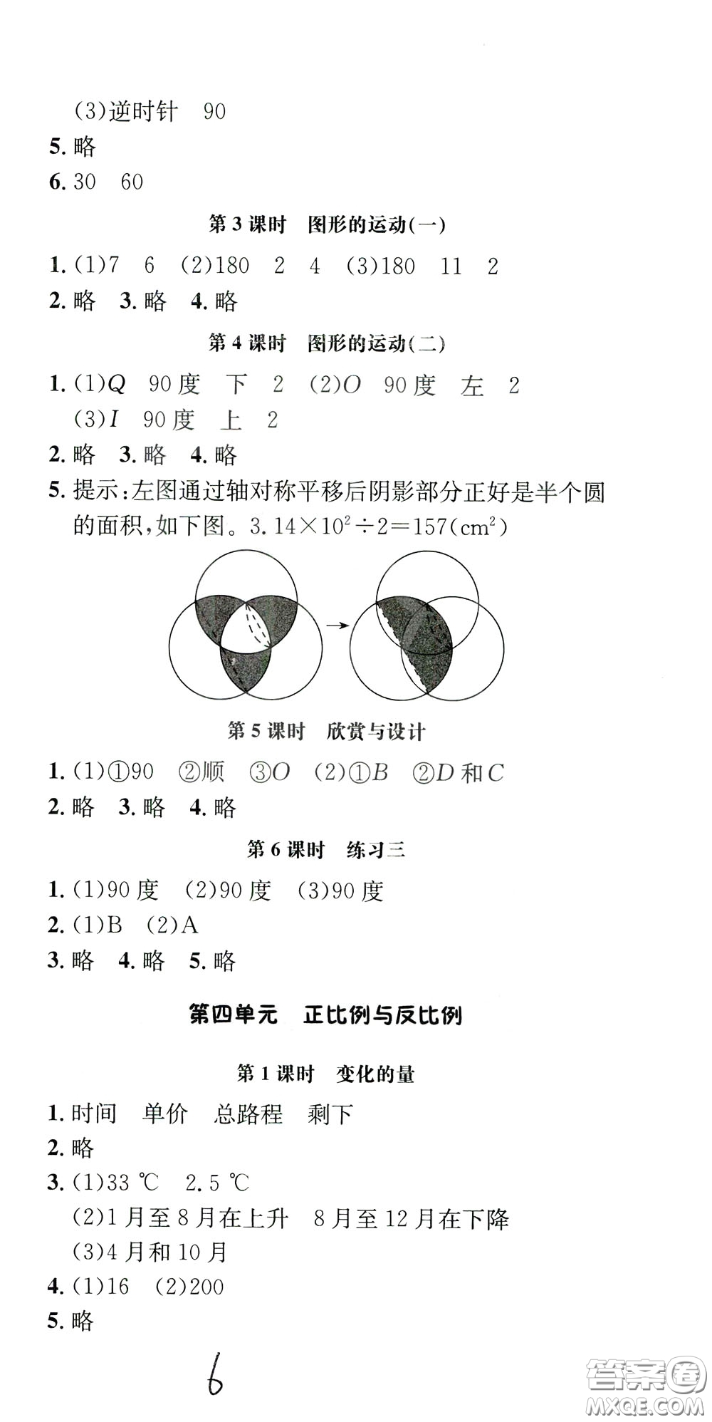 鐘書金牌2020年非常1+1一課一練六年級下冊數(shù)學(xué)BS版北師大版參考答案