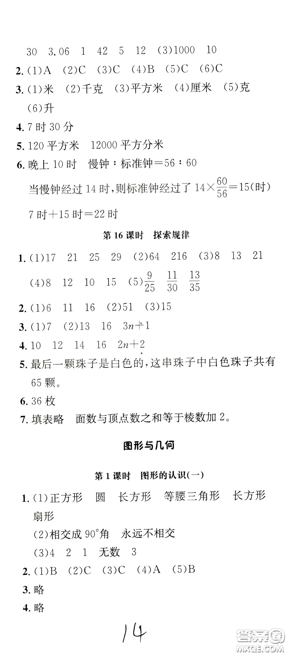 鐘書金牌2020年非常1+1一課一練六年級下冊數(shù)學(xué)BS版北師大版參考答案