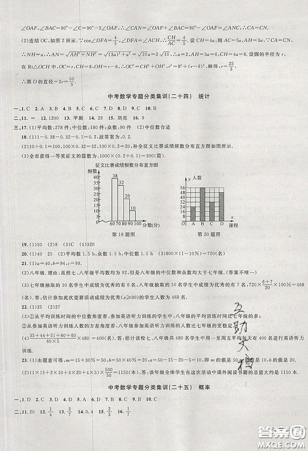 學(xué)而優(yōu)2020中考專題分類集訓(xùn)數(shù)學(xué)答案