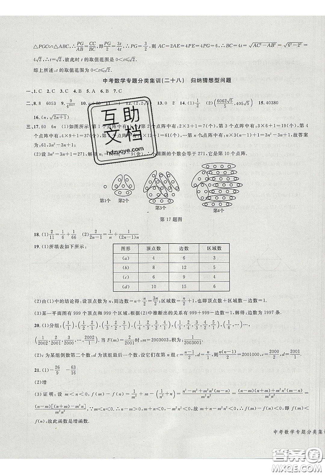 學(xué)而優(yōu)2020中考專題分類集訓(xùn)數(shù)學(xué)答案