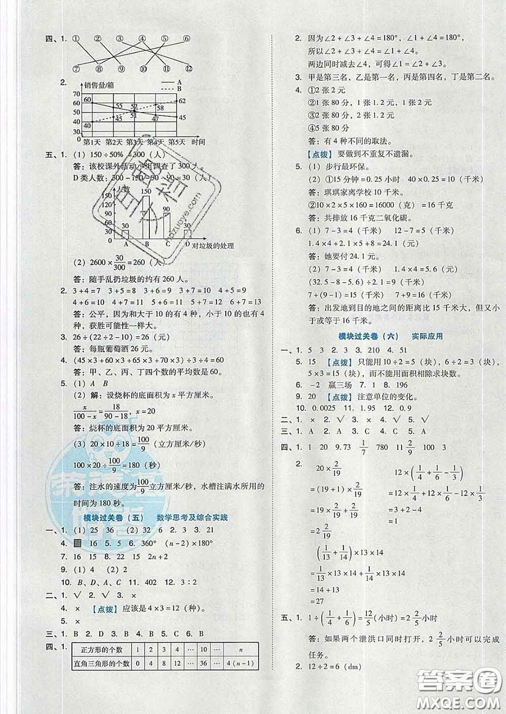 吉林教育出版社2020春季榮德基好卷六年級(jí)數(shù)學(xué)下冊(cè)人教版答案