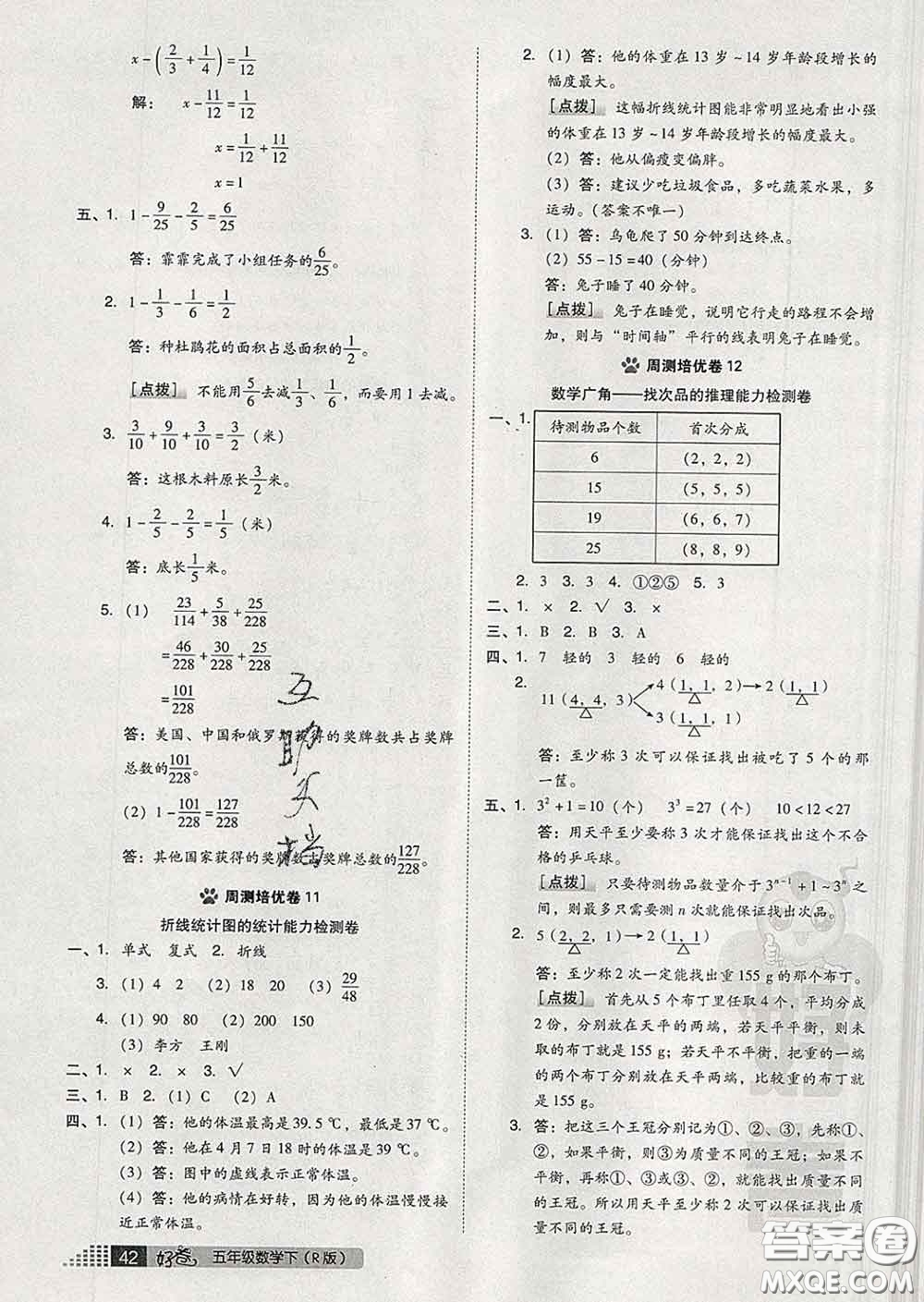 吉林教育出版社2020春季榮德基好卷五年級數(shù)學下冊人教版答案