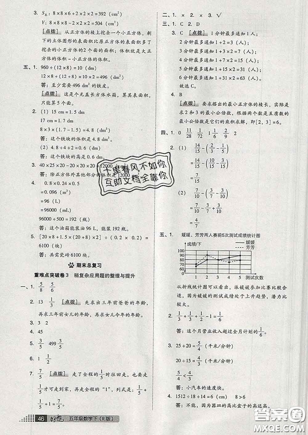 吉林教育出版社2020春季榮德基好卷五年級數(shù)學下冊人教版答案