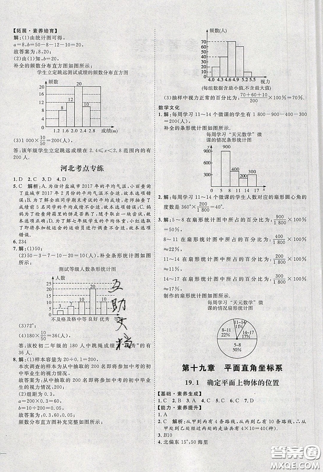 2020春優(yōu)加學(xué)案課時通八年級數(shù)學(xué)下冊N版河北專用答案