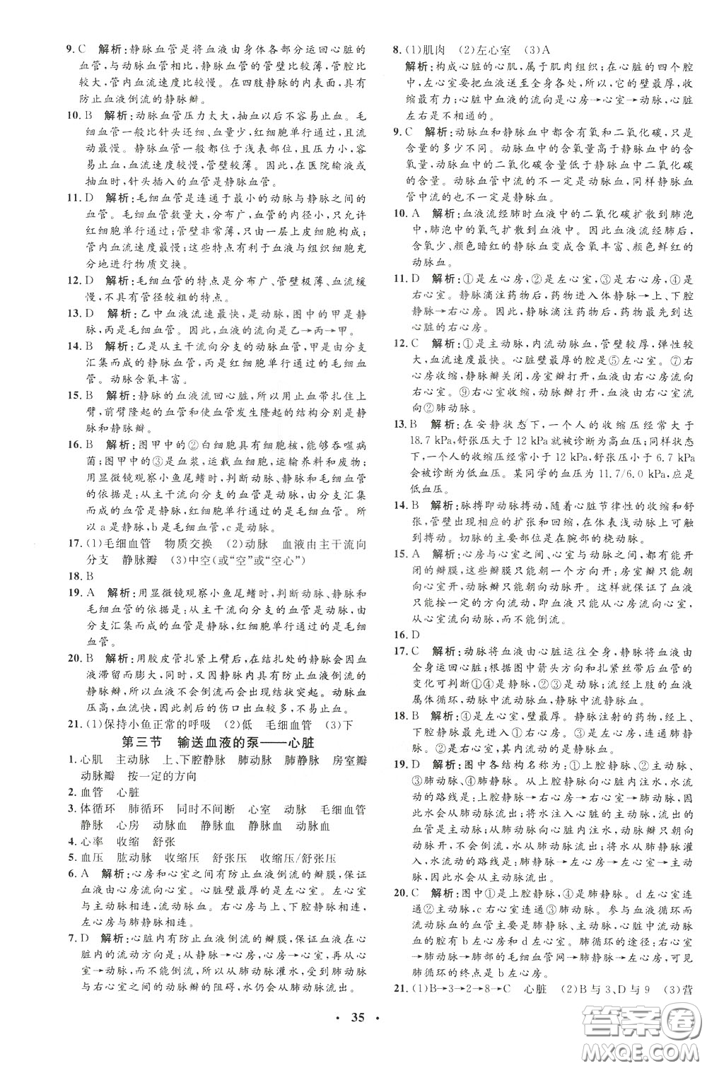 鐘書金牌2020年非常1+1完全題練七年級(jí)下冊(cè)生物R版人教版參考答案