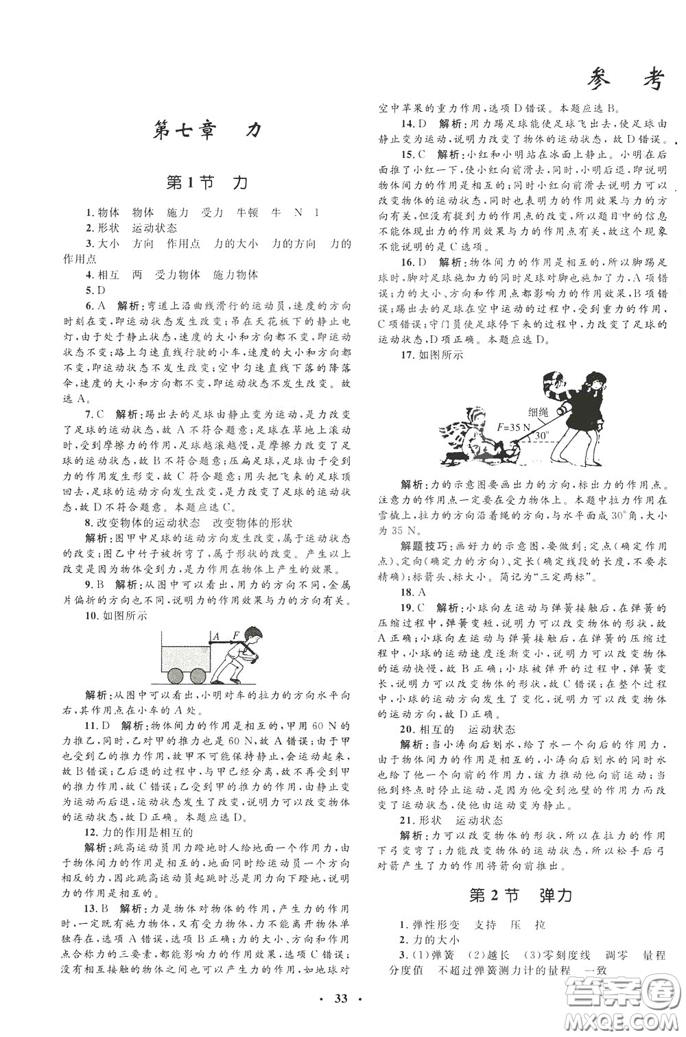 鐘書金牌2020年非常1+1完全題練八年級下冊物理R版人教版參考答案