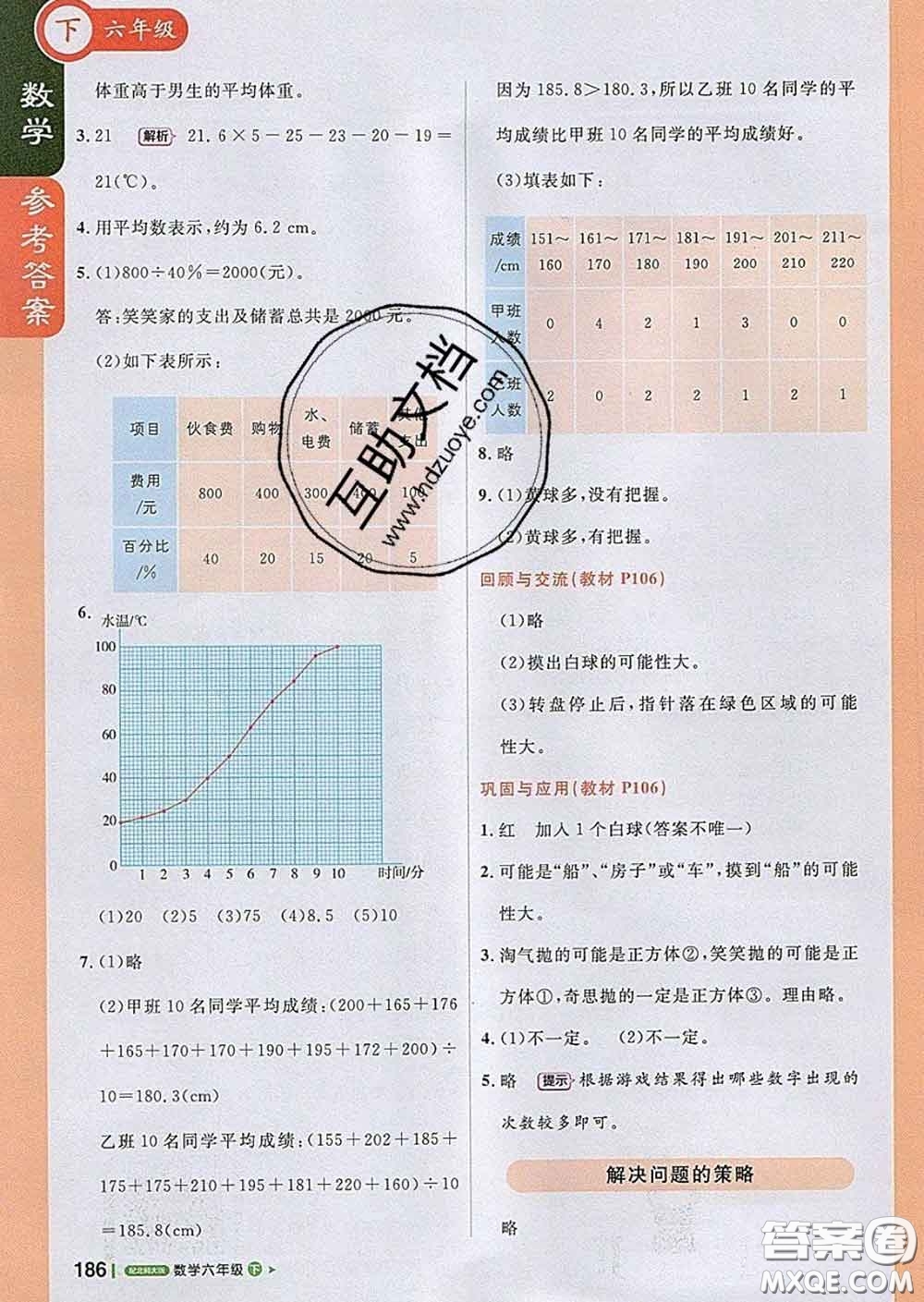 2020春新版1加1輕巧奪冠課堂直播六年級數(shù)學(xué)下冊北師版答案