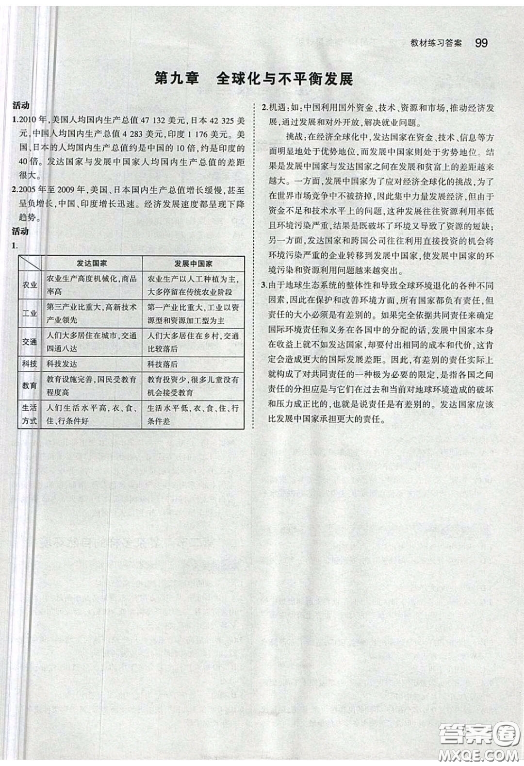 商務(wù)印書(shū)館2020義務(wù)教育教科書(shū)七年級(jí)地理下冊(cè)商務(wù)星球版答案