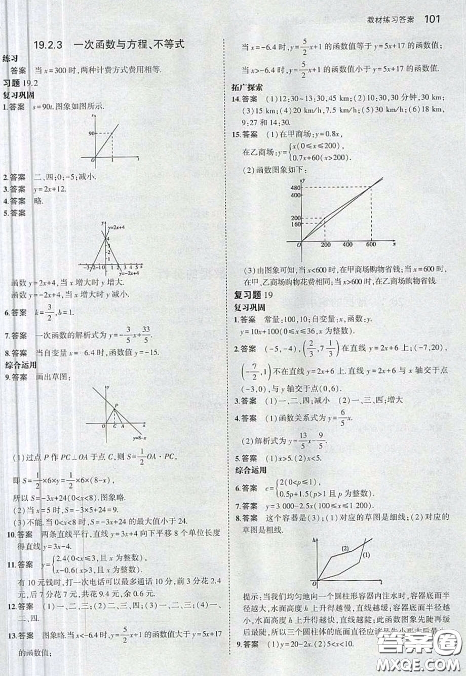 2020八年級數(shù)學(xué)課本下冊人教版答案