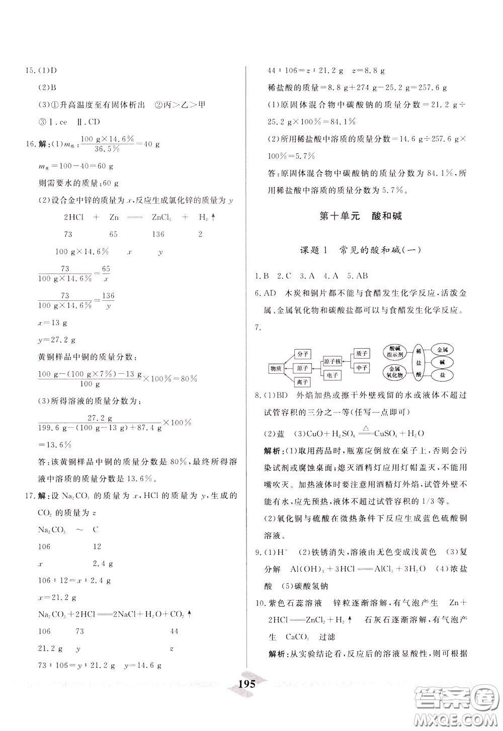 天津人民出版社2020年一飛沖天中考專項精品試題分類化學(xué)參考答案