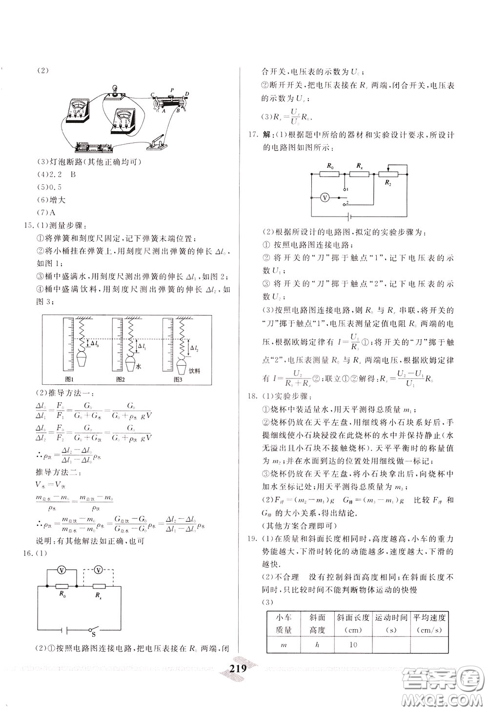 天津人民出版社2020年一飛沖天中考專項(xiàng)精品試題分類物理參考答案