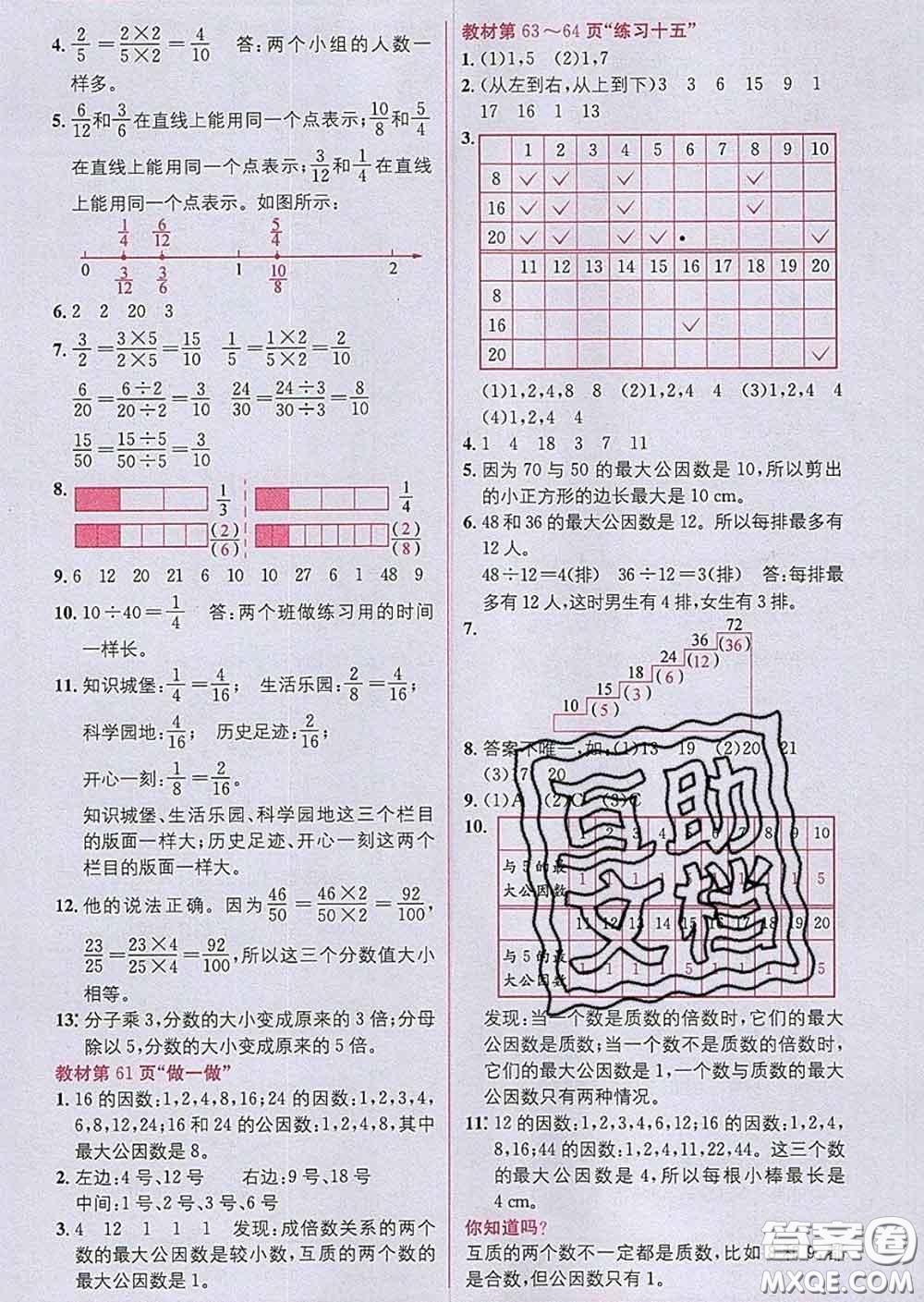 新疆青少年出版社2020春教材1加1五年級(jí)數(shù)學(xué)下冊(cè)人教版答案