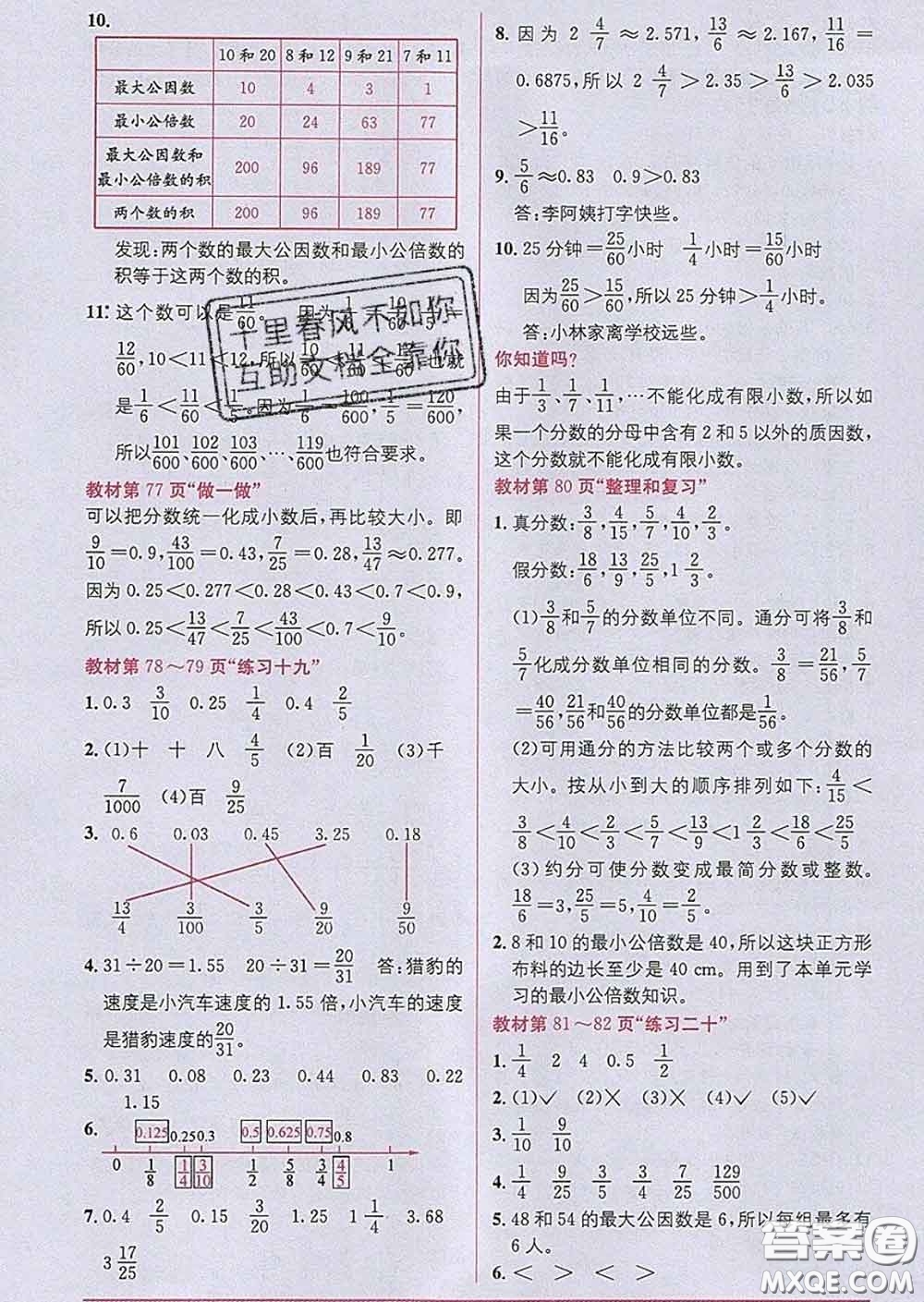 新疆青少年出版社2020春教材1加1五年級(jí)數(shù)學(xué)下冊(cè)人教版答案