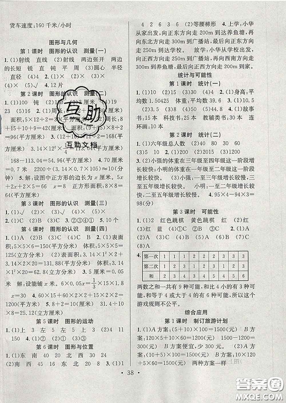 合肥工業(yè)大學(xué)出版社2020全頻道課時(shí)作業(yè)六年級數(shù)學(xué)下冊蘇教版答案