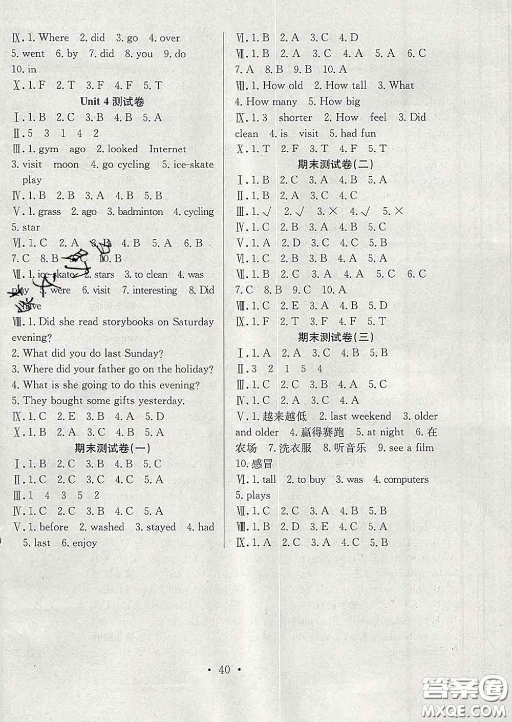 合肥工業(yè)大學(xué)出版社2020全頻道課時(shí)作業(yè)六年級(jí)英語下冊(cè)人教版答案