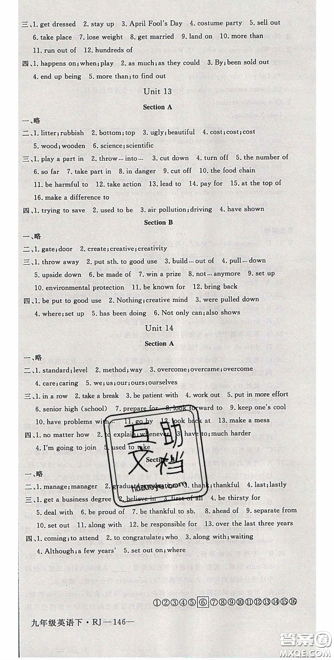 延邊大學出版社2020春優(yōu)翼學練優(yōu)九年級英語下冊人教版答案