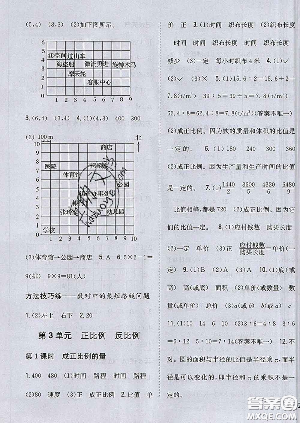 2020春梓耕書系小學(xué)題幫六年級數(shù)學(xué)下冊冀教版答案