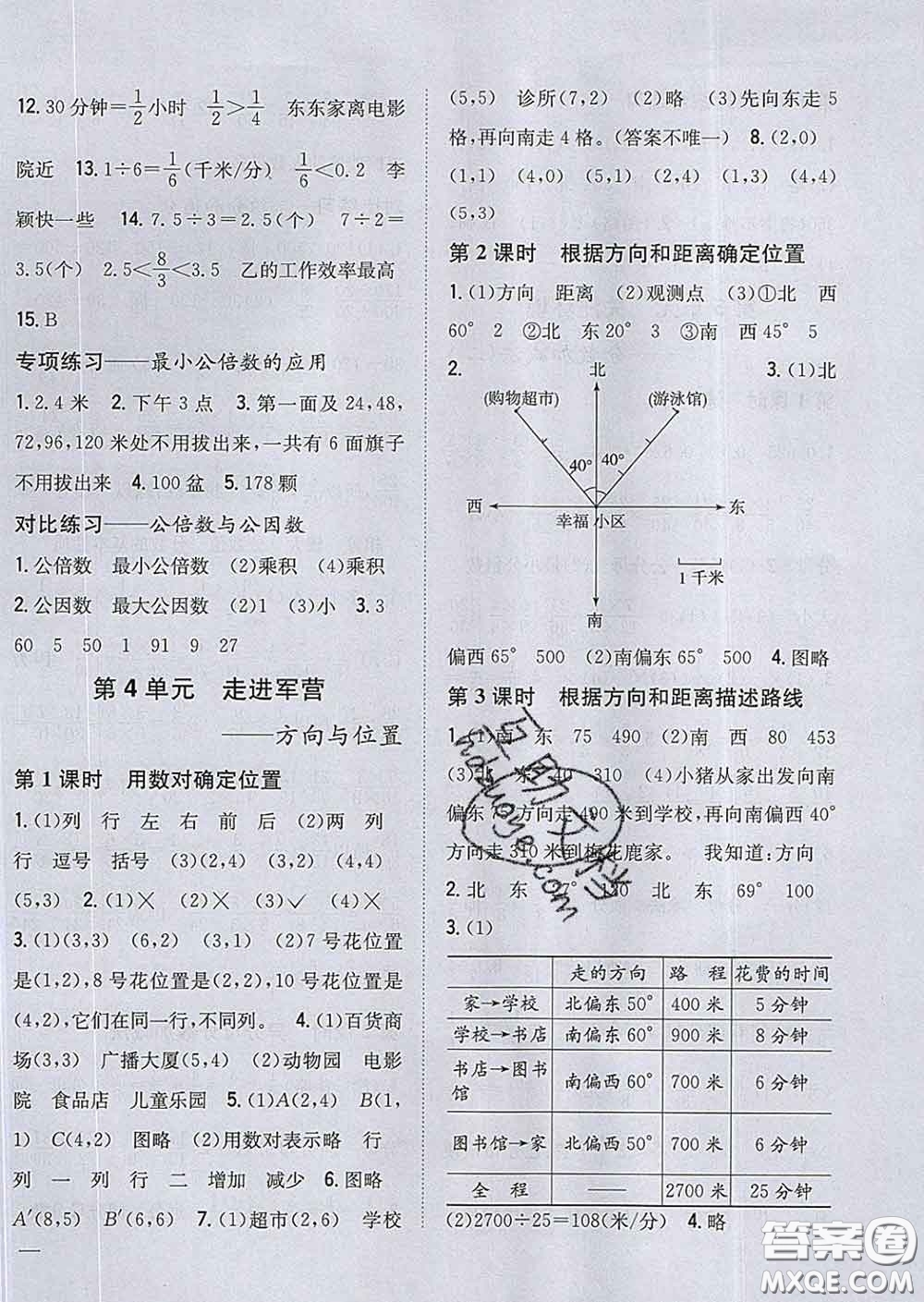 2020春梓耕書系小學(xué)題幫五年級(jí)數(shù)學(xué)下冊(cè)青島版答案