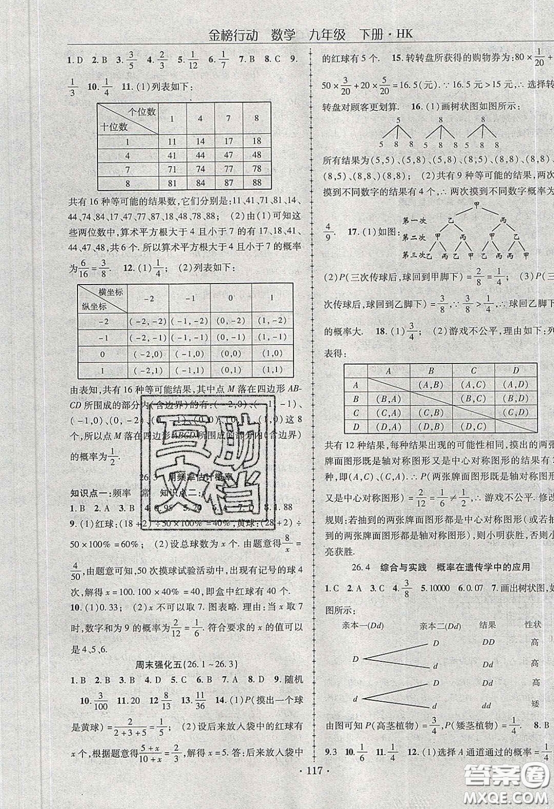 海韻圖書2020年金榜行動課時導學案九年級數(shù)學下冊滬科版答案