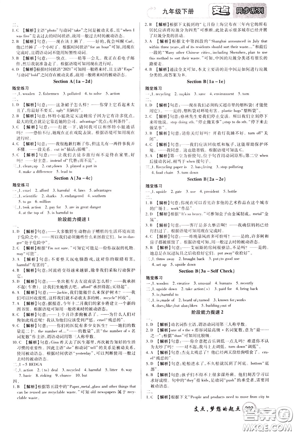 2020年支點英語九年級下冊RJ版人教版江西專版參考答案