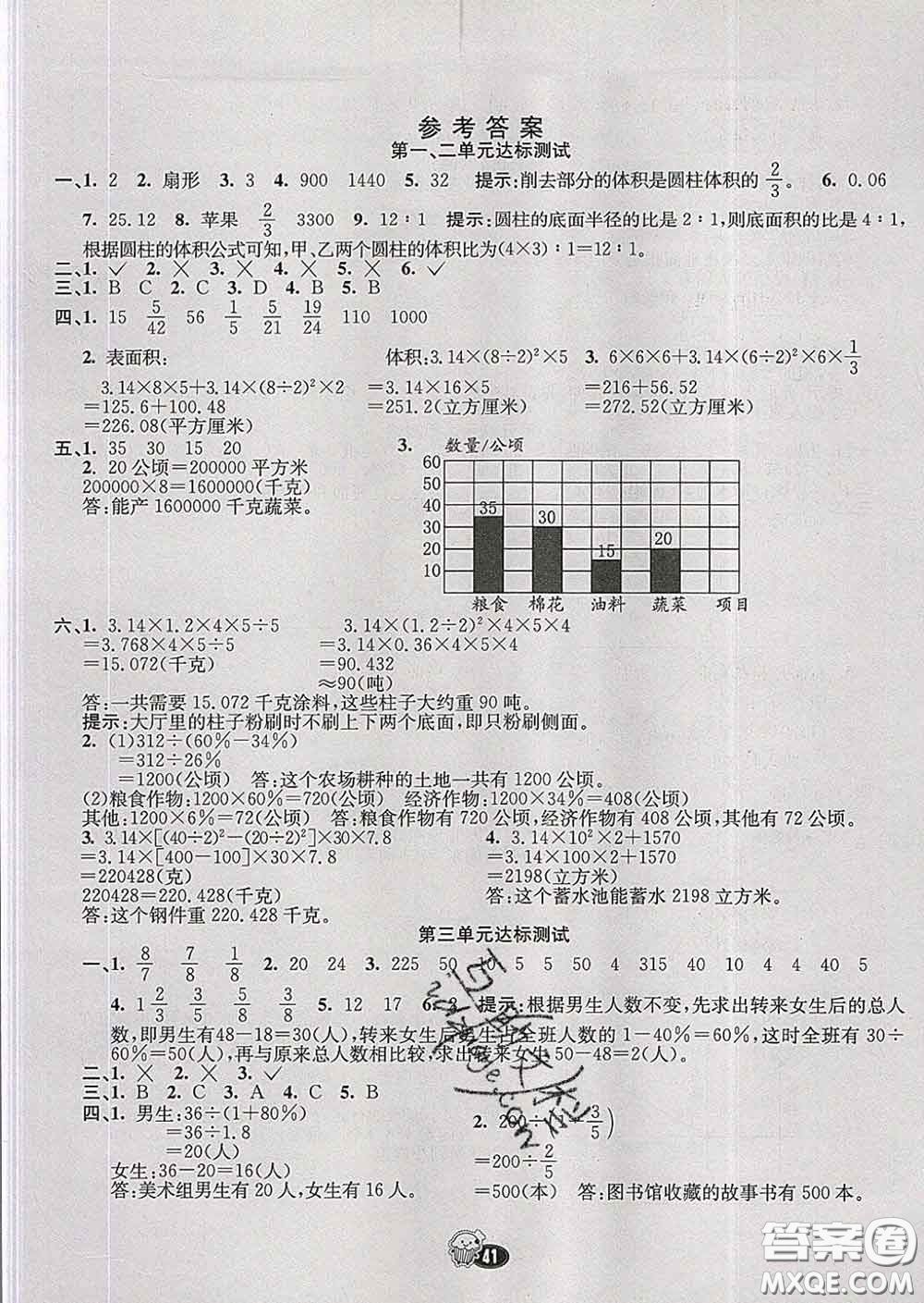 河北教育出版社2020新版七彩練霸六年級數(shù)學下冊蘇教版答案