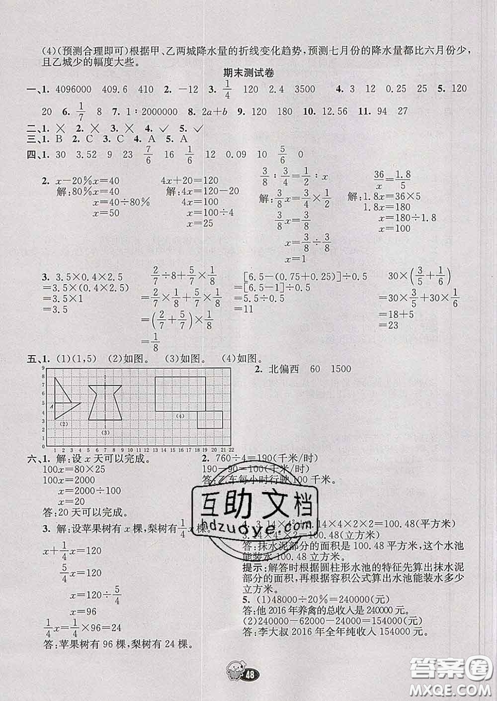 河北教育出版社2020新版七彩練霸六年級數(shù)學下冊蘇教版答案