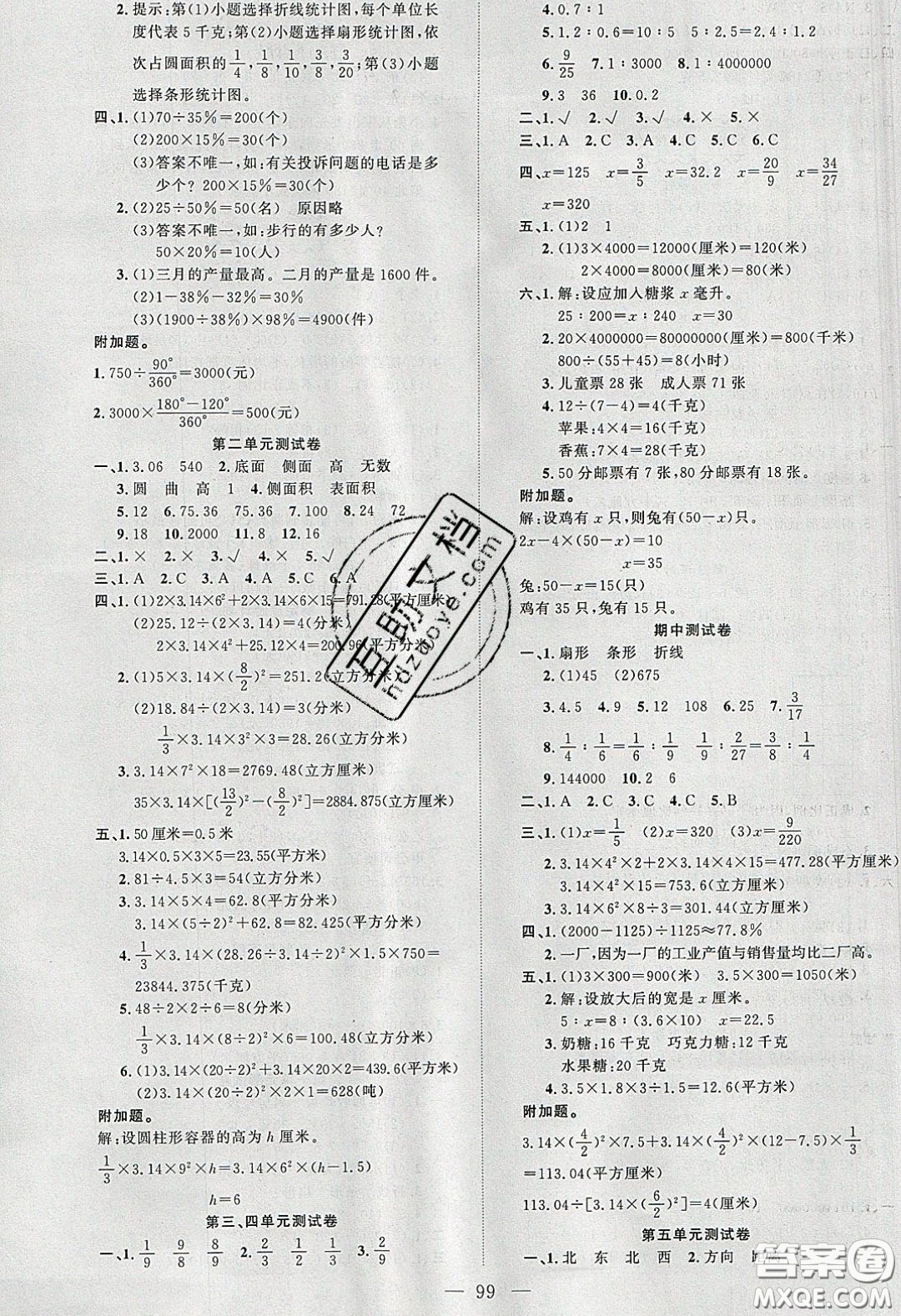 2020原創(chuàng)新課堂六年級數(shù)學下冊蘇教版答案