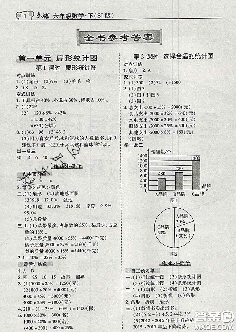 2020春特高級教師點撥六年級數(shù)學下冊蘇教版答案