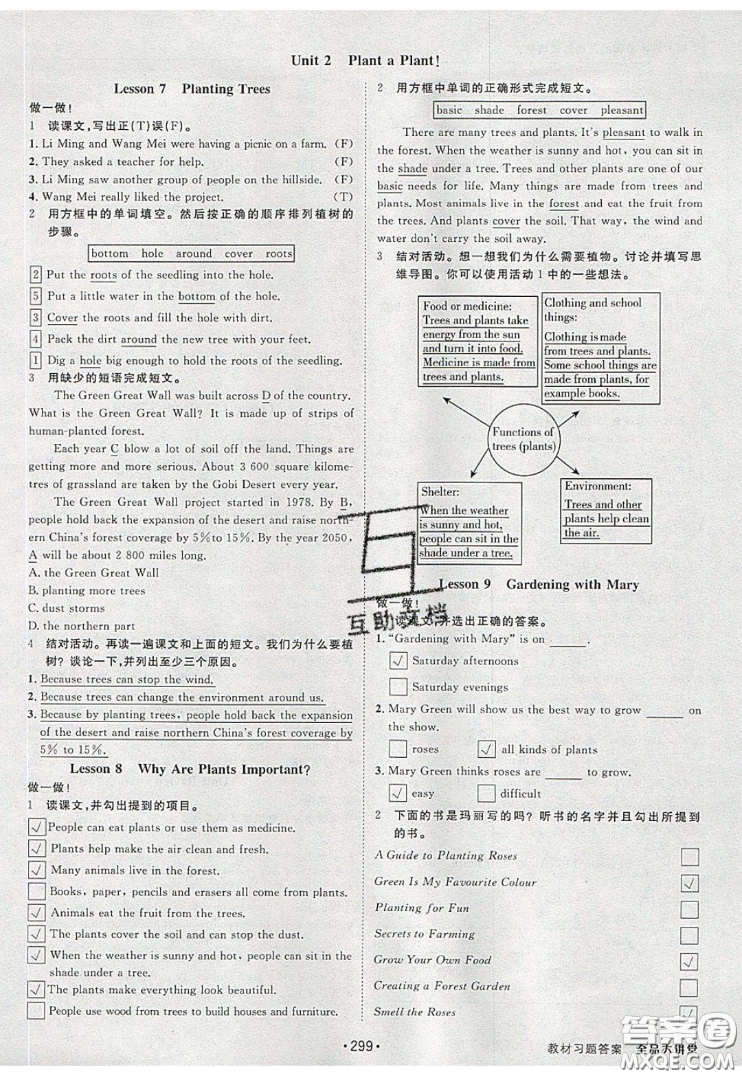 2020春全品大講堂初中英語八年級下冊新課標(biāo)JJ冀教版參考答案