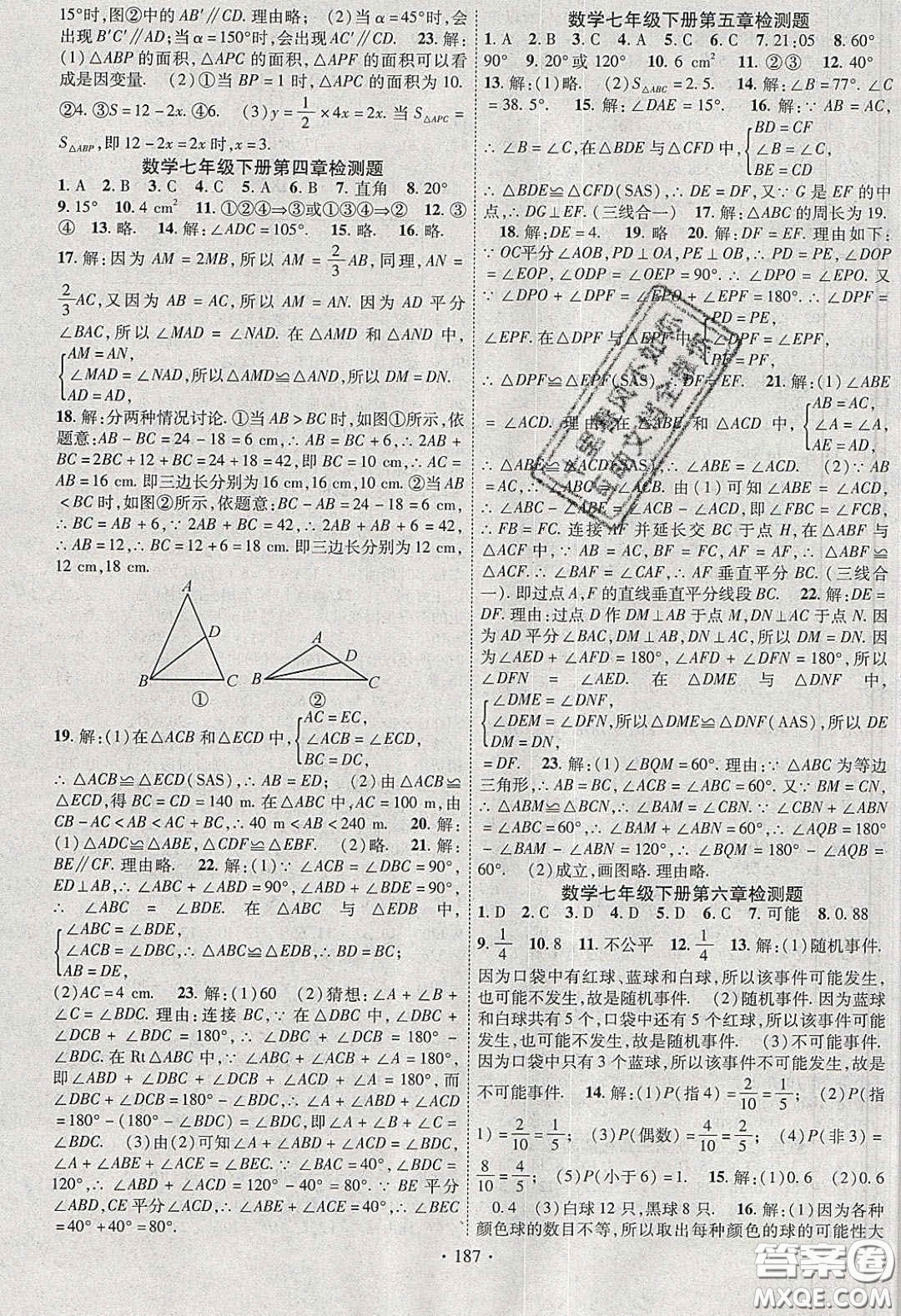 寧夏人民教育出版社2020暢優(yōu)新課堂七年級數(shù)學(xué)下冊北師大版答案